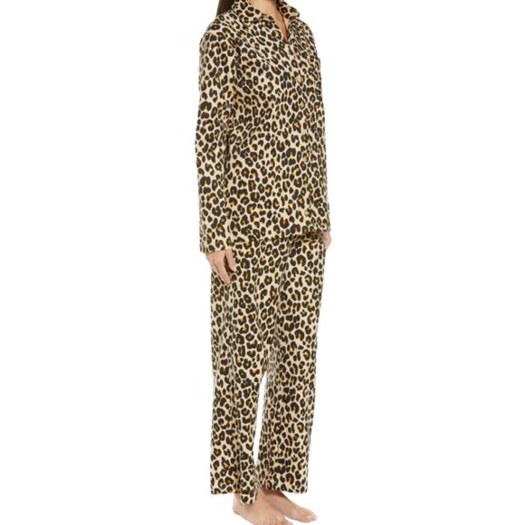 Nordst rom Family Flannel Patchwork Pajamas in Tan Shore Leopard Print NWT M - Picture 2 of 4